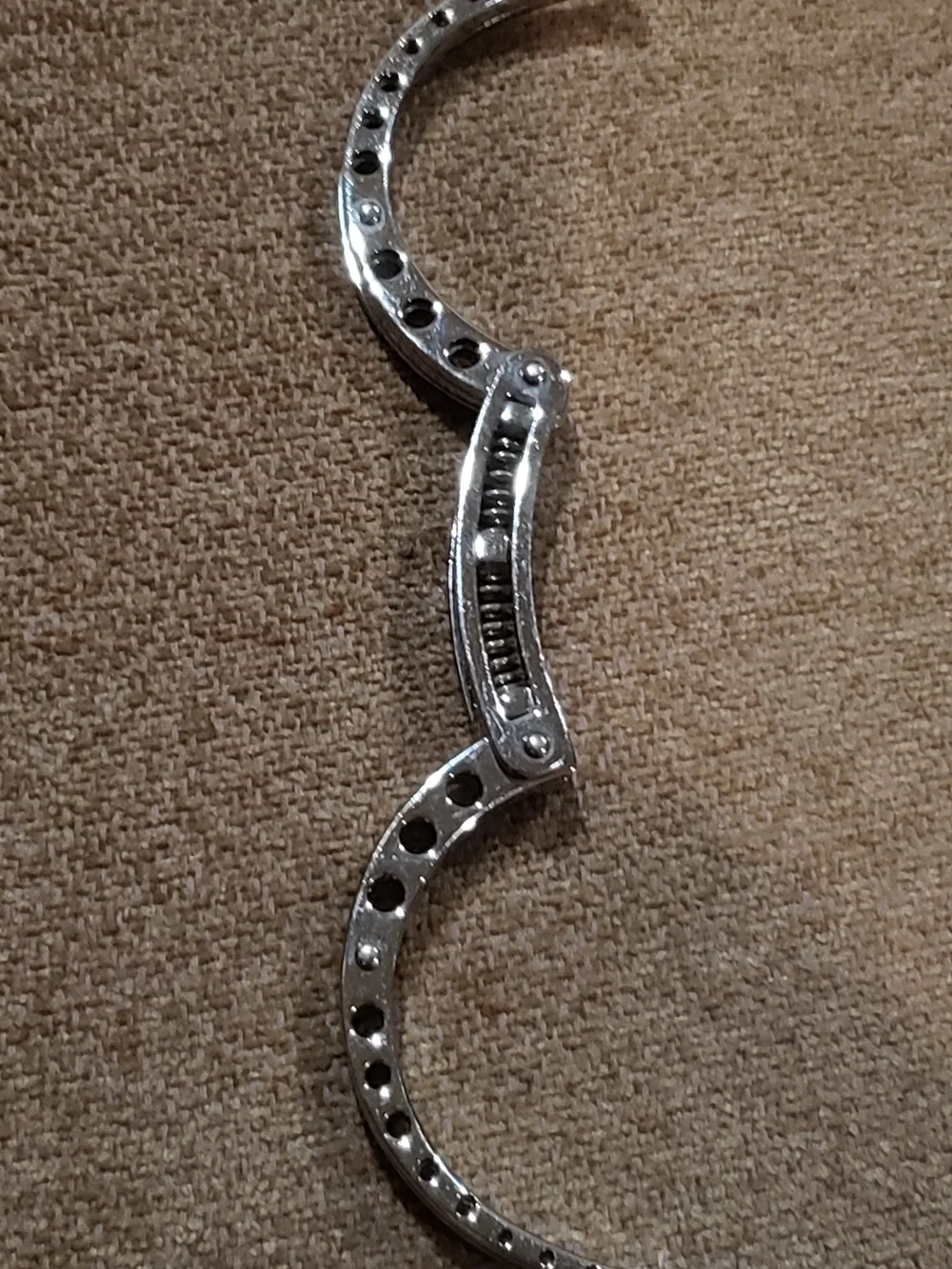Silver-Tone Spring-loaded Handcuff  Hinged Bracelet